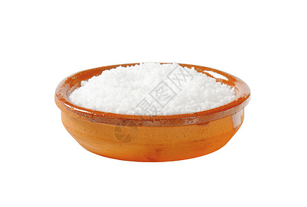 粗食盐防腐剂食物身体矿物护理浴盐红陶粒度盘子粗盐高清图片