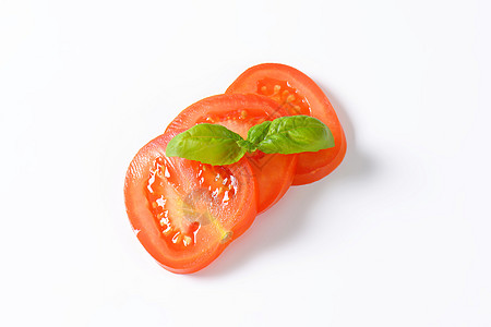 切红番茄草本植物红色蔬菜食物横截面树叶高架图片