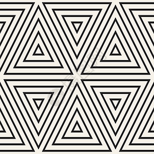时尚简约的三角形线条网格 矢量无缝黑白图案条纹几何学白色艺术网络马赛克插图纺织品织物墙纸图片