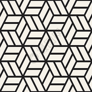 立方网格平铺无尽的时尚纹理 矢量无缝黑白花纹打印黑色装饰多边形插图三角形装饰品正方形风格马赛克图片