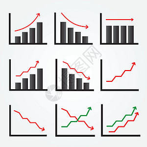 在灰色背景下隔离的图形图标集插图图表报告销售量生长利润成功网络商业统计图片