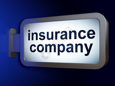 保险概念 有广告牌背景的保险公司公司蓝色灯箱投保人账单海报合同渲染安全被保险人街道图片