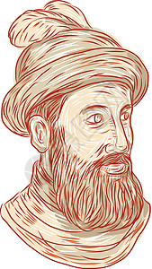 弗朗西斯科皮萨罗男性胡子男人墨水刮板插图艺术品草图胡须殖民者图片
