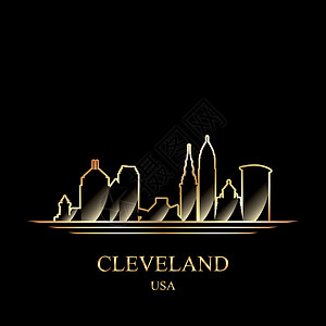 俄亥俄州黑色背景的克利夫兰金月光设计图片