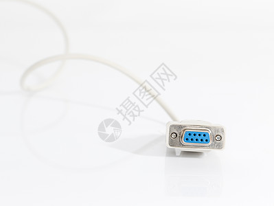 VGA 带白线的VGA电缆连接器模拟电脑硬件信号蓝色中心视频电源线互联网显卡图片