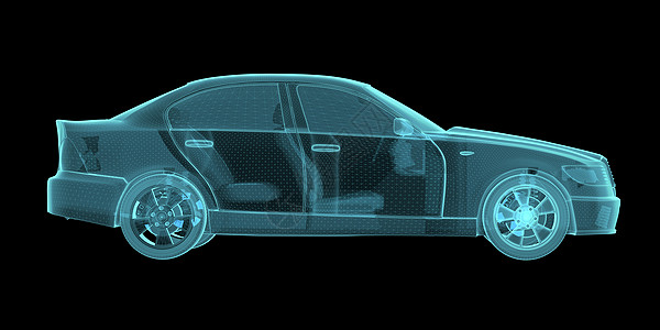 汽车全息图线框图金属公司艺术运动渲染线条3d毛刺显示器图片