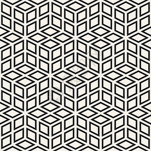 立方网格平铺无尽的时尚纹理 矢量无缝黑白花纹黑色几何学风格装饰品艺术正方形创造力多边形插图对称图片