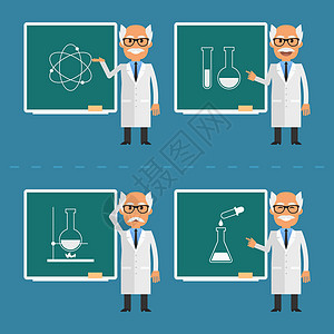 老科学家在黑板上指出图片