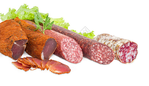 烤猪肉和三种香肠 三品种的香肠图片