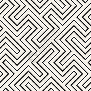 迷宫纠结的线条当代图形 矢量无缝黑白图案白色平铺剥离织物创造力插图包装黑色路线条纹图片