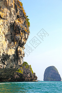 泰国岛泰国风景异国太阳蓝色海岸线海滩悬崖海洋天空海浪图片