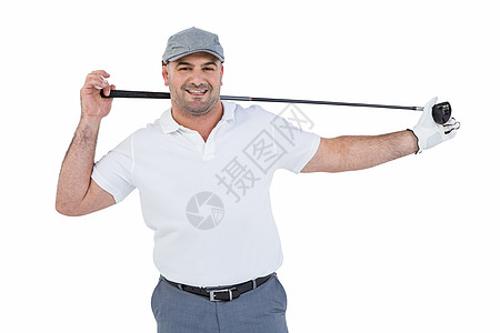 高尔夫球员在高尔夫俱乐部的肖像男性竞赛微笑高尔夫球服快乐高尔夫球男人闲暇活力专注图片