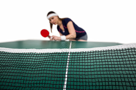 女运动员打桌网球乒乓挑战锦标赛专注活动球拍力量爱好活力女性图片