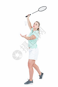 玩羽毛球的金发美女运动服竞技竞赛活动成就羽毛运动员训练游戏球拍图片