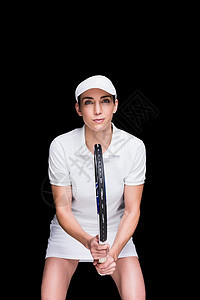 女运动员打网球游戏竞技训练选手网球奉献背景精神运动服黑色图片