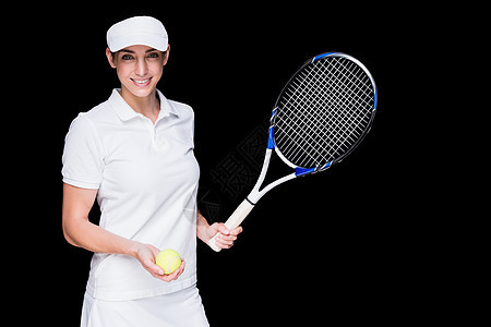 女运动员打网球选手竞技运动服训练黑色精神身体体力能力网球图片