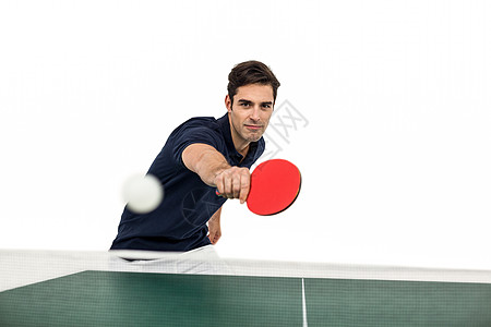 男性运动员在桌球打网球的肖像游戏耐力活动乒乓闲暇男人反手锦标赛能力运动服图片