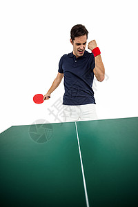 胜利后 快乐的男运动员出场活动能力锦标赛游戏男人运动服闲暇爱好乒乓球活力图片