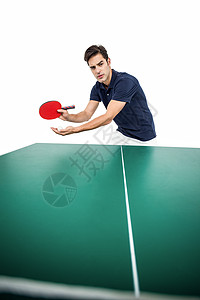 自信的男性运动员打桌网球乒乓运动能力球拍运动服男人播放器乒乓球锦标赛游戏图片