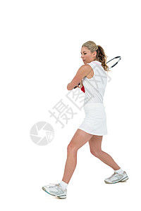 运动员与球拍打网球头发运动服闲暇力量竞赛锦标赛运动鞋女性活动游戏图片