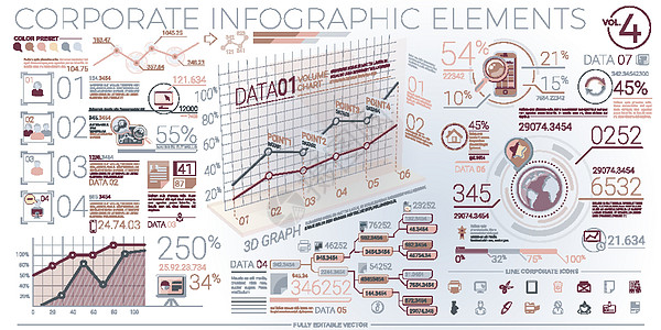 丰富多彩的企业信息图表元素研究公司销售量报告经济数字金融创新店铺解决方案图片