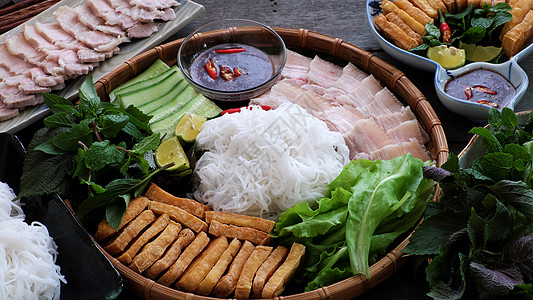 越南食物 面包豆玛姆美味挂面美食课程豆腐猪肉烹饪包子盘子面条图片