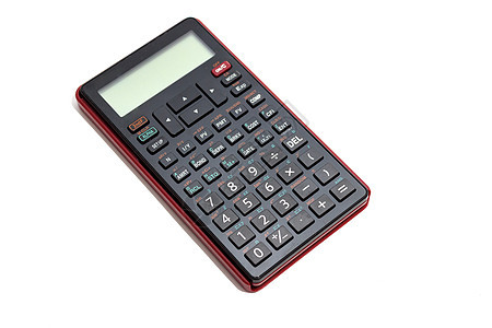 白色背景上孤立的黑色计算器技术商业金融塑料数字展示插图按钮键盘数学图片