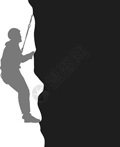白色背景上的黑色剪影攀岩者 它制作图案矢量男人危险自由绳索救援远足运动成人登山首脑图片