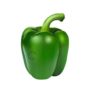白色背景的绿胡椒宏观真实感徽章标签剪贴食物插图收成美食广告背景图片