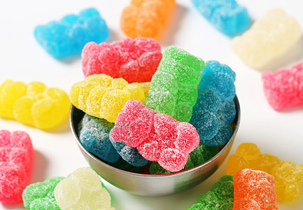 软糖熊甜点涂层明胶金属团体口香糖水果味糖果食物背景图片