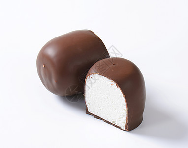 巧克力涂巧克力的棉花糖白色奶油酥皮软糖甜点蛋糕糖果食物图片