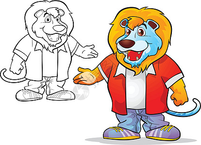 吉祥物巨象乐趣劝告狮子红色染色野生动物青少年哺乳动物微笑艺术图片