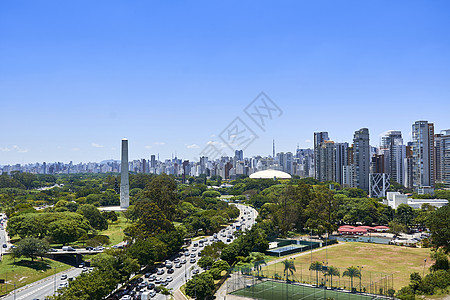 巴西圣保罗市Ibirapuera公园旅行交通市中心大街建筑天际天线建筑学天空城市图片