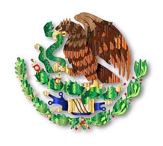 墨西哥符号绘画插图纹章旗帜波峰艺术徽章艺术品图片