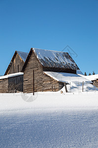 北安大略阳光下雪的谷仓风化农田建筑学场地晴天农场寒冷建筑房子古董图片