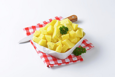生土豆根菜食物白色团体制品块茎蔬菜正方形盘子陶瓷图片