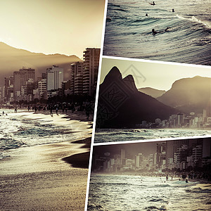 里约热内卢巴西图像拼合旅行背景m框架照片剪辑观光回忆相片明信片地标假期救世主图片
