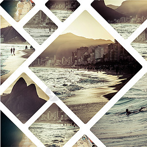 里约热内卢巴西图像拼合旅行背景m假期旅游收藏照片剪辑相片天堂回忆海滩国家背景图片