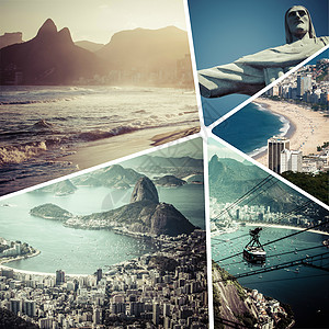 里约热内卢巴西图像拼合旅行背景m旅游观光回忆海滩基督地标收藏天堂拼贴画拉丁图片