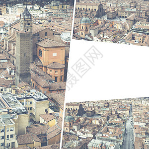 Bolonia 的拼贴画  意大利图像  旅行背景 我的照片景观拱廊全景天线场景吸引力精确度建筑学远景纪念碑图片