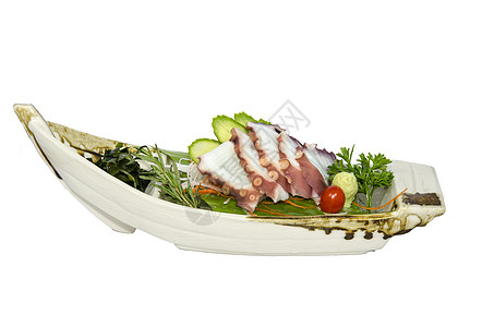 手绘寿司塔子寿司海洋文化红色鱼片白色食物章鱼背景