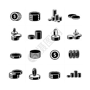 硬币图标设置 3d 风格银行业现金经济银行货币购物商业金融资金背景图片