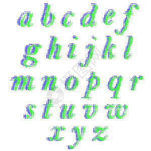 片断的半调字母集教育风格圆圈插图艺术拉丁字体墨水标点创造力图片