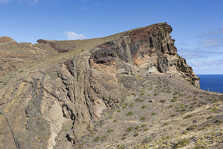 马德拉岛东部 波尔图的圣卢伦科支撑爬坡岩石全景海洋海岸线海岸悬崖旅游沿海图片