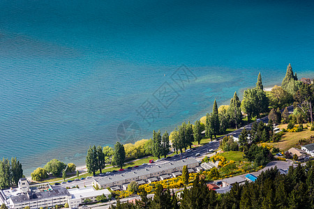 新西兰皇后城南岛湖景色 新西兰昆斯敦蓝色村庄景观反射风景交通滑雪城市高山旅游图片