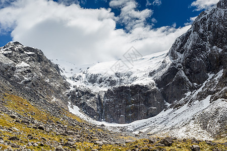 新西兰南阿尔卑斯山Fjordland国家公园远足踪迹湿地荒野顶峰峡湾旅游公园冰川国家图片