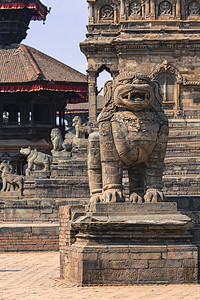 尼泊尔加德满都Bhaktapur的Durbar广场寺庙阴影建筑学饱和佛塔考古学历史文化游客狮子社区图片