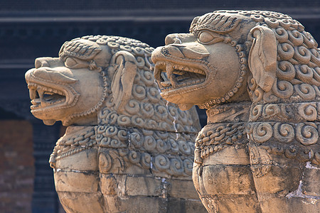 尼泊尔加德满都Bhaktapur的Durbar广场寺庙正方形建筑学艺术孤独角落佛塔狮子饱和历史阴影图片