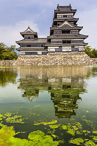 日本东洪苏松本中世纪的美丽的中世纪城堡文化蓝色地标建筑石头乌鸦遗产吸引力历史城市图片