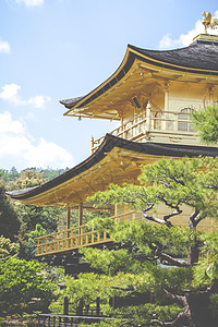 京都著名的金金馆日本神社寺庙文化金子宗教旅行传统旅游建筑学城市图片